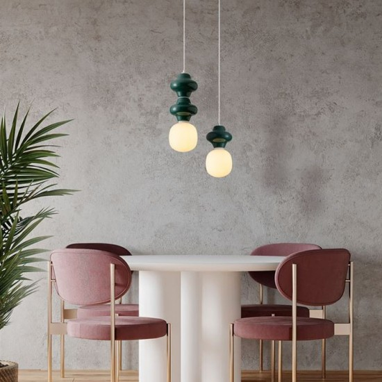 Pendul Nova Luce CLIO 9009112 Matt White Metal Base Jasper Ceramic & Acid Opal Glass E14 1x5W IP20 [2]