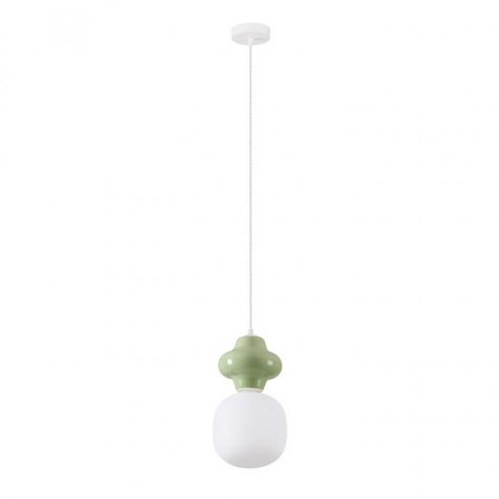 Pendul Nova Luce CLIO 9009108 Matt White Metal Base Green Ceramic & Acid Opal Glass E14 1x5W IP20 [1]