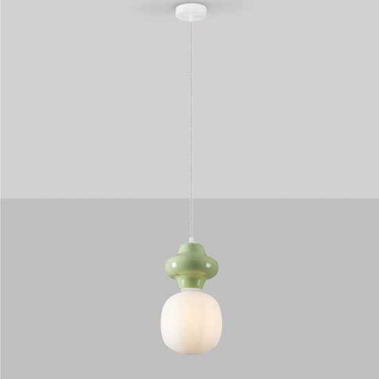 Pendul Nova Luce CLIO 9009108 Matt White Metal Base Green Ceramic & Acid Opal Glass E14 1x5W IP20 [2]