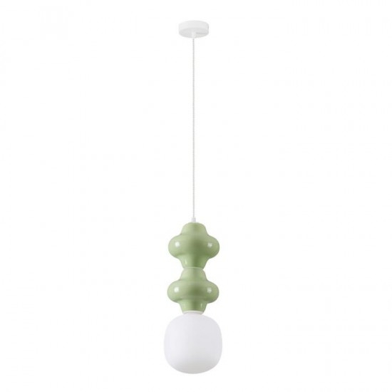 Pendul Nova Luce CLIO 9009115 Matt White Metal Base Green Ceramic & Acid Opal Glass E14 1x5W IP20 [1]