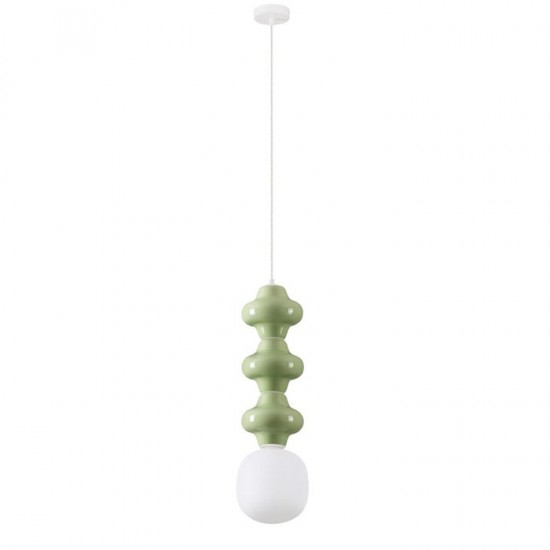 Pendul Nova Luce CLIO 9009122 Matt White Metal Base Green Ceramic & Acid Opal Glass E14 1x5W IP20 [1]