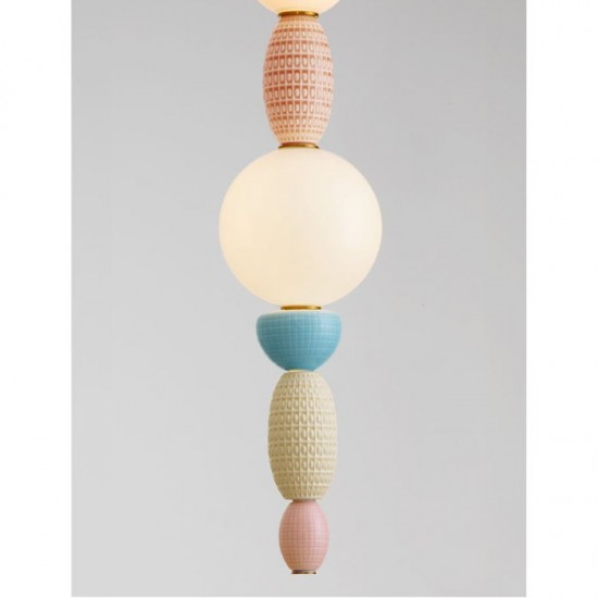 Lustra Nova Luce OBRIE 9009153 Brass Gold Metal Orange, Blue & Purple Ceramic Opal Glass LED 23W 1423lm 3000K IP20 [3]