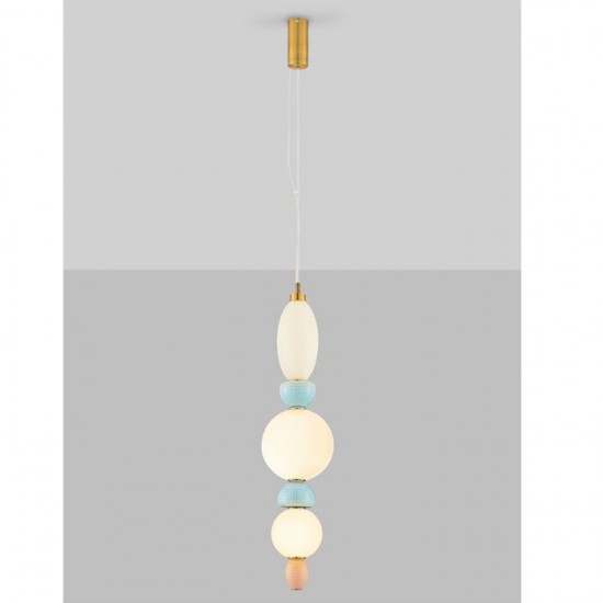 Lustra Nova Luce OBRIE 9009154 Brass Gold Metal Orange & Blue Ceramic Opal Glass LED 27W 2032lm 3000K IP20 [3]