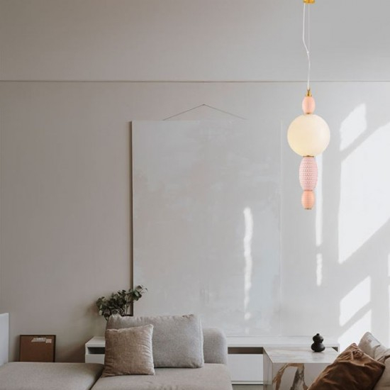 Lustra Nova Luce OBRIE 9009152 Brass Gold Metal Orange & Pink Ceramic Opal Glass LED 12W 794lm 3000K IP20 [2]