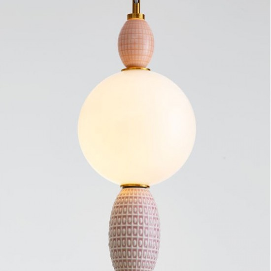 Lustra Nova Luce OBRIE 9009152 Brass Gold Metal Orange & Pink Ceramic Opal Glass LED 12W 794lm 3000K IP20 [3]