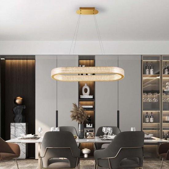 Suspensie Nova Luce Kinara, auriu, LED, 70W, 5444 lumeni, alb cald 3000K, L.91 cm, 9019743 [2]