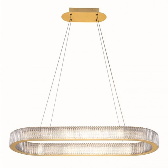 Suspensie Nova Luce Kinara, auriu, LED, 70W, 5444 lumeni, alb cald 3000K, L.91 cm, 9019743 [1]