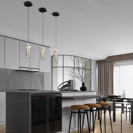 Suspensie Nova Luce Lune, negru, LED, 9W, 404 lumeni, alb cald 3000K, D.8 cm, 9520010 [2]