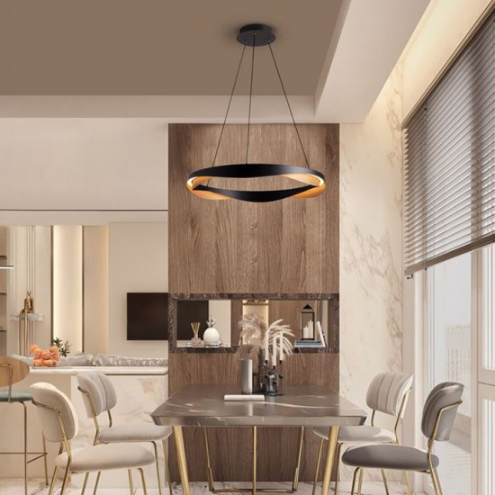 Suspensie Nova Luce Radon, negru/auriu, LED, 53W, 1751 lumeni, alb cald 3000K, L.65 cm, 9186948 [2]