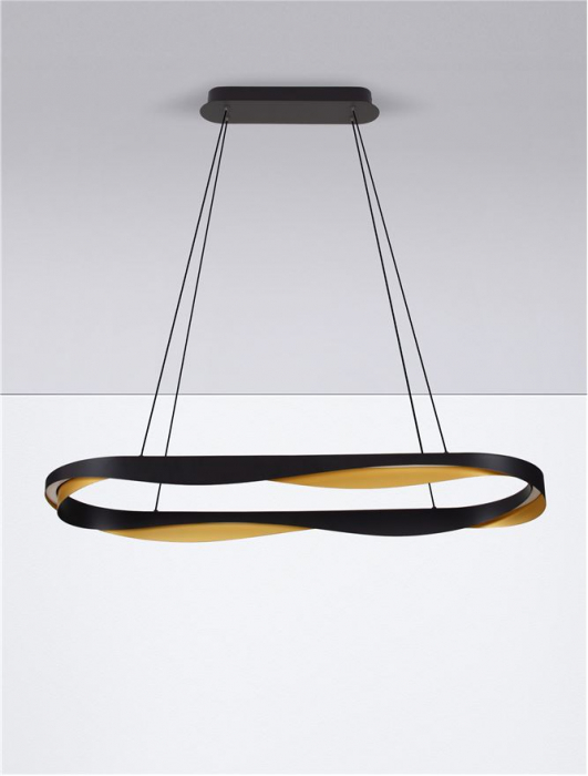 Suspensie Nova Luce Radon, negru/auriu, LED, 62W, 3093 lumeni, alb cald 3000K, L.100 cm, 9186949 [3]