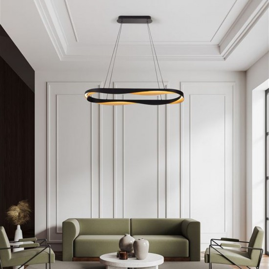 Suspensie Nova Luce Radon, negru/auriu, LED, 62W, 3093 lumeni, alb cald 3000K, L.100 cm, 9186949 [5]