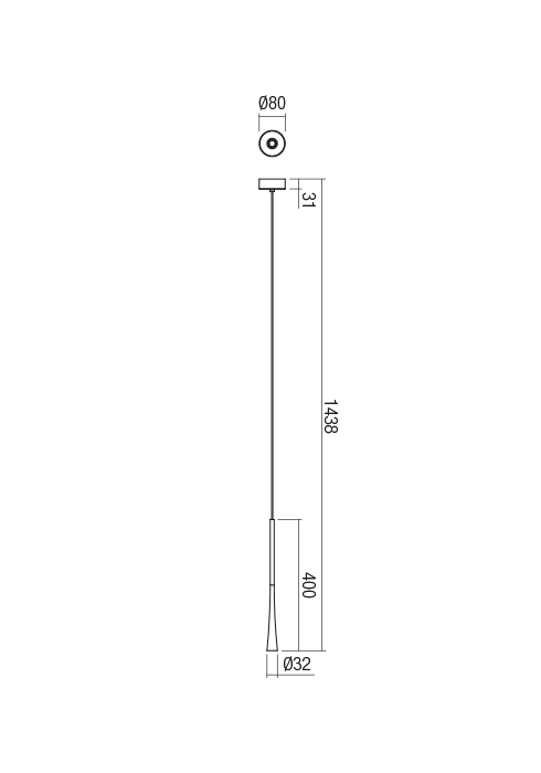 Suspensie REDO Ito 01-1753 LED 7W 3000K 315lm h1438 Nedimabil IP20 White [2]