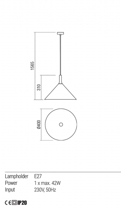 Suspensie REDO Jaap 01-1610 E27 1x42W IP20 Gun metal [3]