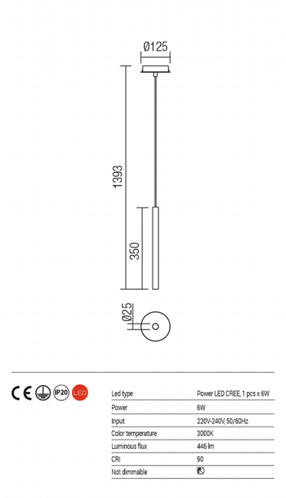 Suspensie REDO Kanji 01-1220 LED 6W 3000K 446lm Metal Alb Mat [4]