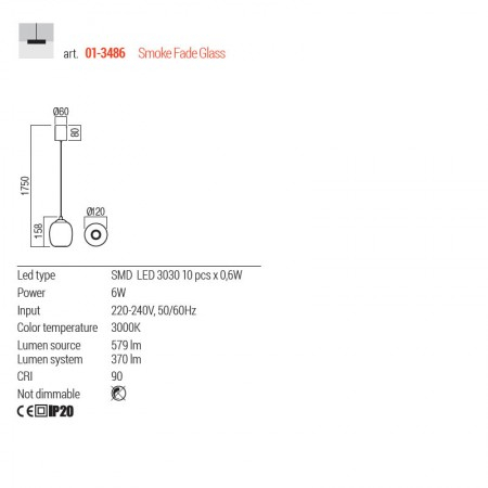 Suspensie Redo Khadi, negru mat, LED, 6W, 370 lumeni, alb cald 3000K, D.12 cm, 01-3486 [2]