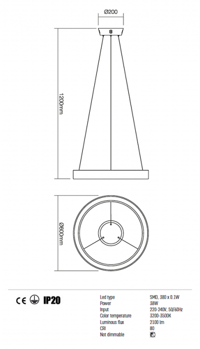 Suspensie REDO Loop 01-672 LED 38W 3000K 2100lm Nedimabil IP20 White [4]