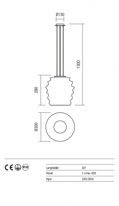 Suspensie REDO Magma 01-1141 E27 1x42W Ø300 IP20 Alb Opal [4]