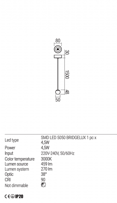 Suspensie REDO Obo 01-1832 LED 4.5W 3000K 270lm Nedimabil IP20 White [3]