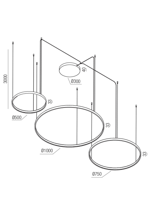 SUSPENSIE REDO ORION SU LED D500+750+1000 176W CCT 2700/3000/4000K WH(4.1.2) (RD) [2]