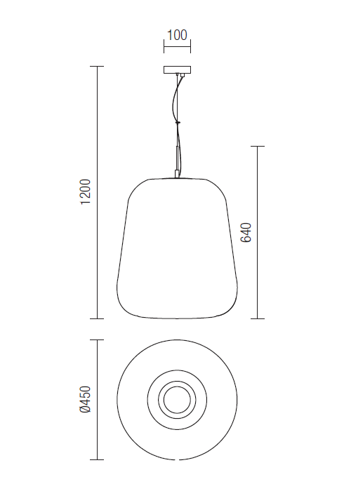 Suspensie REDO Pound 01-1076 E27 1x42W Ø450 IP20 Cooper [4]