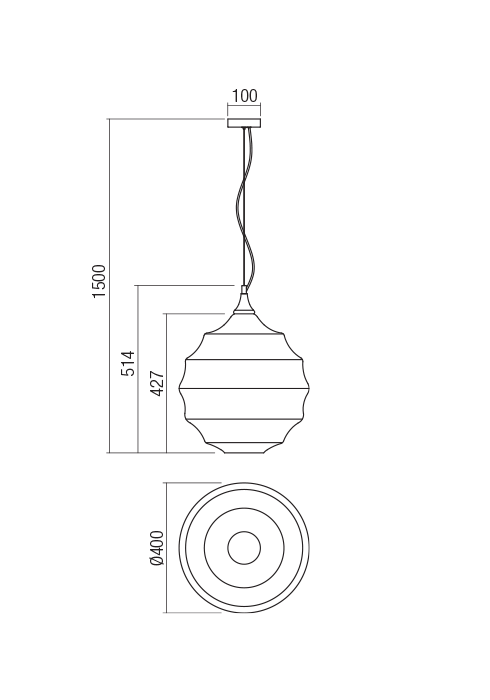 Suspensie REDO Slag  01-1846 E27 1x42W IP20 Cooper [2]