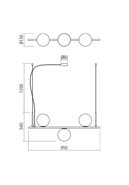 Suspensie REDO Talis  01-1634 E27 3x28W Nedimabila Bronz Periat [2]