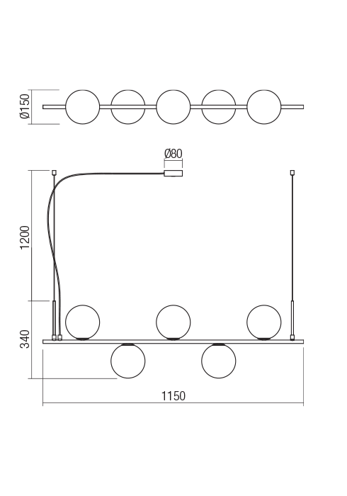 Suspensie REDO Talis  01-1635 E14 5x28W Nedimabila Bronz Periat [2]