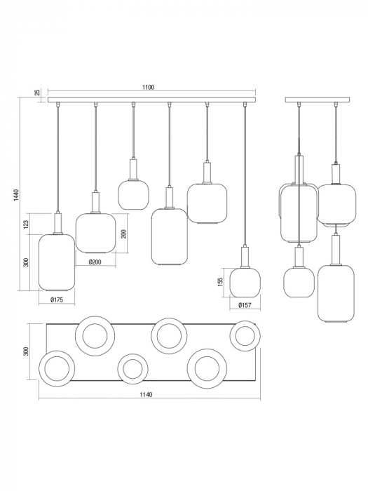 Suspensie Smarter Brina  01-3215 E27 6x23W   Metal Negru mat/Auriu IP20 [2]