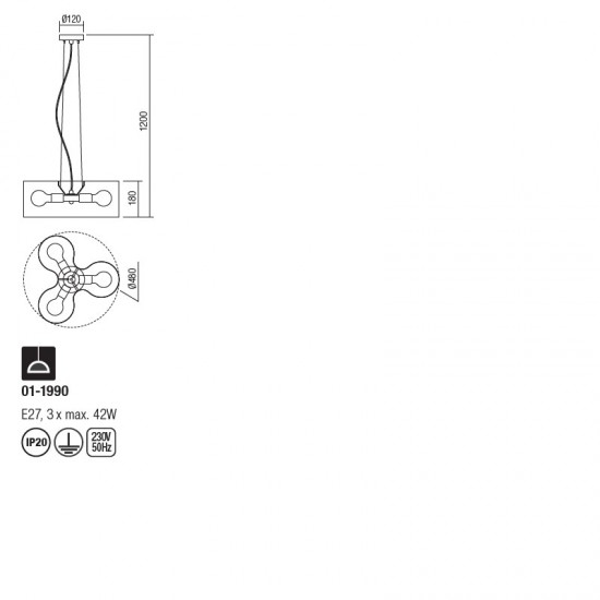 Suspensie Smarter Formi, negru, 3XE27, 01-1990 [2]