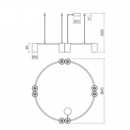 Suspensie Smarter Modi, negru, 8XGU10, D.64 cm, 01-3522 [2]