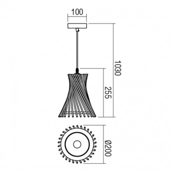 Suspensie Smarter Shanghai, lemn wenge, sticla, 20 cm, 1XE27, 01-1594 [2]