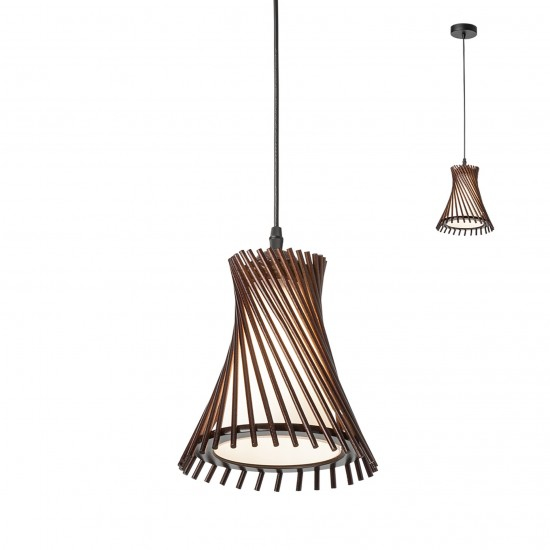 Suspensie Smarter Shanghai, lemn wenge, sticla, 20 cm, 1XE27, 01-1594 [1]