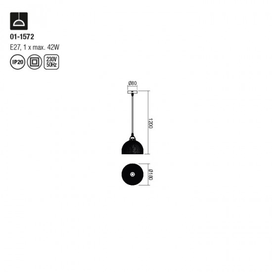 Pendul Smarter Tamis, negru mat, 1XE27, 01-1572 [2]