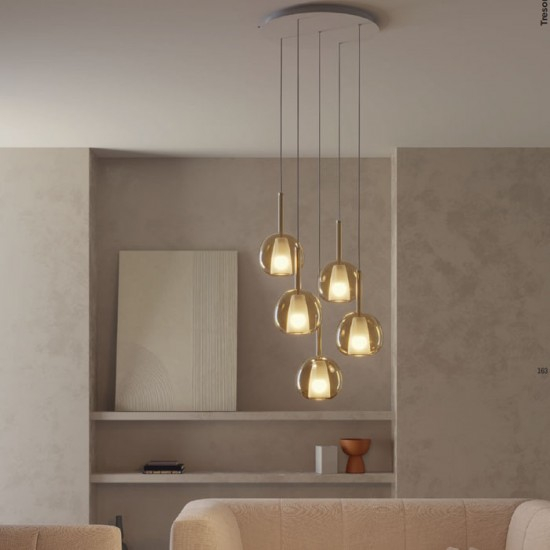 Suspensie Smarter Tresor, sticla ambra, 1XE27, D.20 cm, 01-3642 [3]