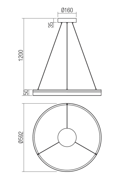Suspensie Smarter Valdis, auriu mat, LED CCT, 38W, 2030 lumeni, 3000K/4000K, D.592mm IP20 [2]