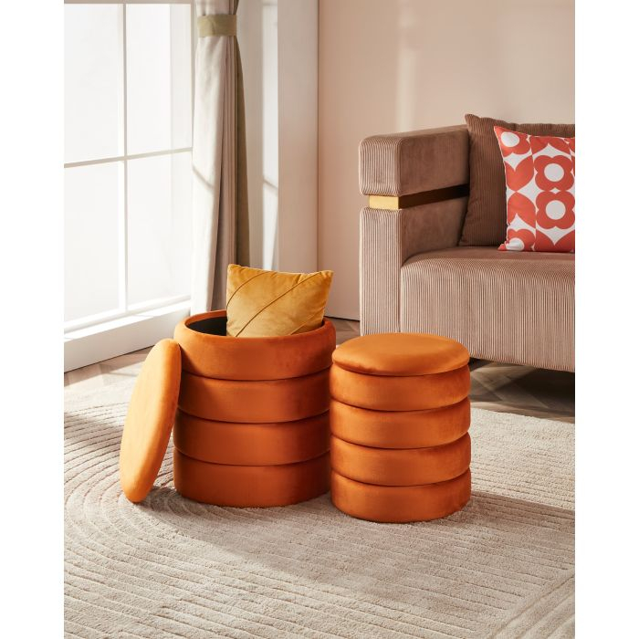 Taburet EGLO AMPAHAKA  424126 Catifea Poliester Orange Spuma Metal Ø400x445 mm [4]