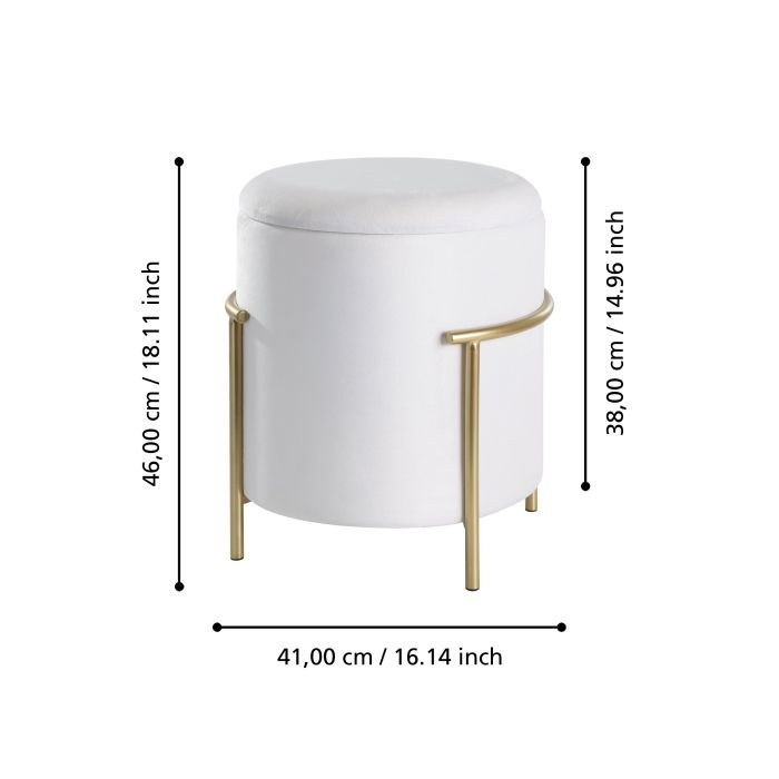 Taburet EGLO MASHIKE 424135 Catifea Poliester Alb Spuma Metal Ø410x460 mm [3]