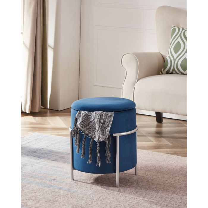 Taburet EGLO MASHIKE 424137 Catifea Blue Poliester Spuma Ø410x460 mm [5]
