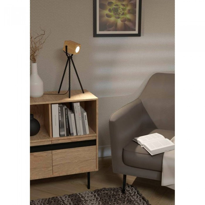 Veioza Eglo Ayles, negru, lemn natur, 1xGU10, H.48 cm, 43749 [3]