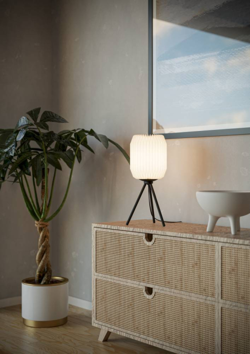 Veioza EGLO Belgrave 44103 E27 1X40W 220-240V,50/60Hz H 440mm x Ø180mm otel negru hartie alba IP20 [4]