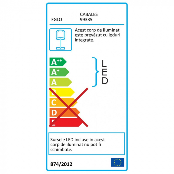Veioza EGLO CABALES 99335, LED 4.5W 500lm 3000K Ø140mm, Plastic, Negru [2]