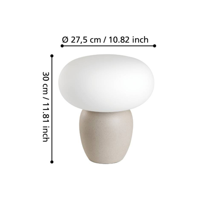 Veioza EGLO Cahuama 99824 E27 1X40W 220-240V,50/60Hz H 300mm x Ø275mm ceramic maro deschis sticla alb IP20 [3]