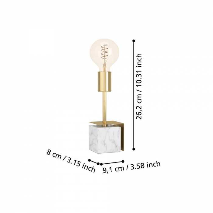Veioza EGLO CARMITA 390169, E27 1X40W Ø45, baza marmura, Alama periata, Alb [2]