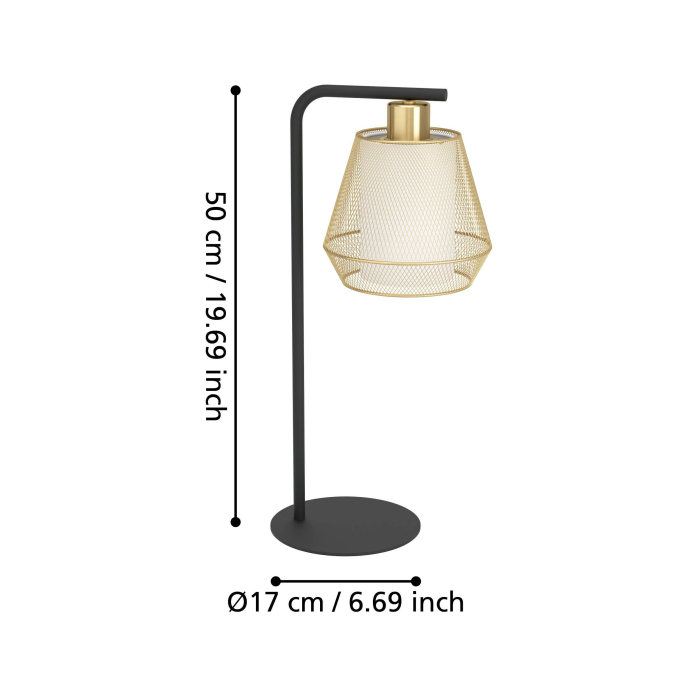 Veioza EGLO Ciudadela 900898 E27 1X40W 220-240V,50/60Hz L 230mm x l 180mm x H 500mm otel negru tesatura/otel alba/alama periata IP20 [5]