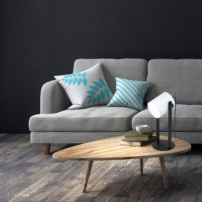 Veioza EGLO Hornwood 1 43428 E27 1X28W 220-240V,50/60Hz L 195mm x H 425mm otel/lemn negru tesatura alba IP20 [3]