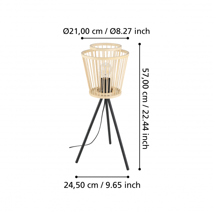 Veioza EGLO Hykeham E27 1x40W  lm Metal/Lemn Black IP20 [3]