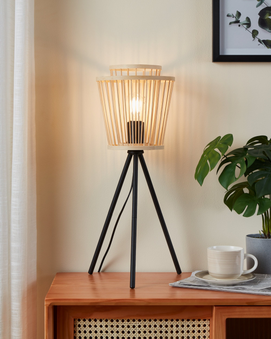 Veioza EGLO Hykeham E27 1x40W  lm Metal/Lemn Black IP20 [4]