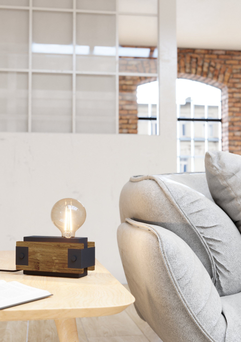 Veioza EGLO Layham 43469 E27 1X16W 220-240V,50/60Hz L 200mm x l 85mm x H 100mm otel/lemn negru/maro  IP20 [6]