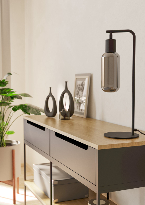 Veioza EGLO Maione 901007 E27 1X4W 220-240V,50/60Hz L 170mm x l 90mm x H 505mm otel negru sticla vaporizata gri IP20 [2]