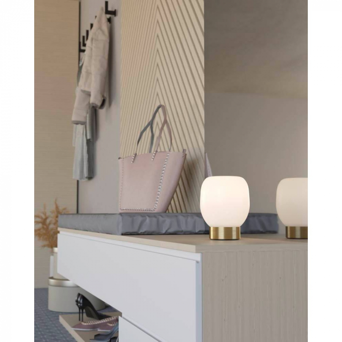 Veioza EGLO Manzanares 900307 E27 1X40W 220-240V,50/60Hz H 180mm x Ø145mm otel alama periata/gold sticla mat/opal alba IP20 [2]